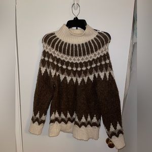 FRAME brown and white sweater